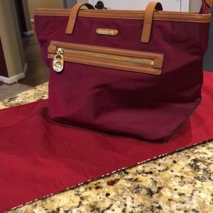 Michael Kors purse nylon w/ leather trim burgandy
